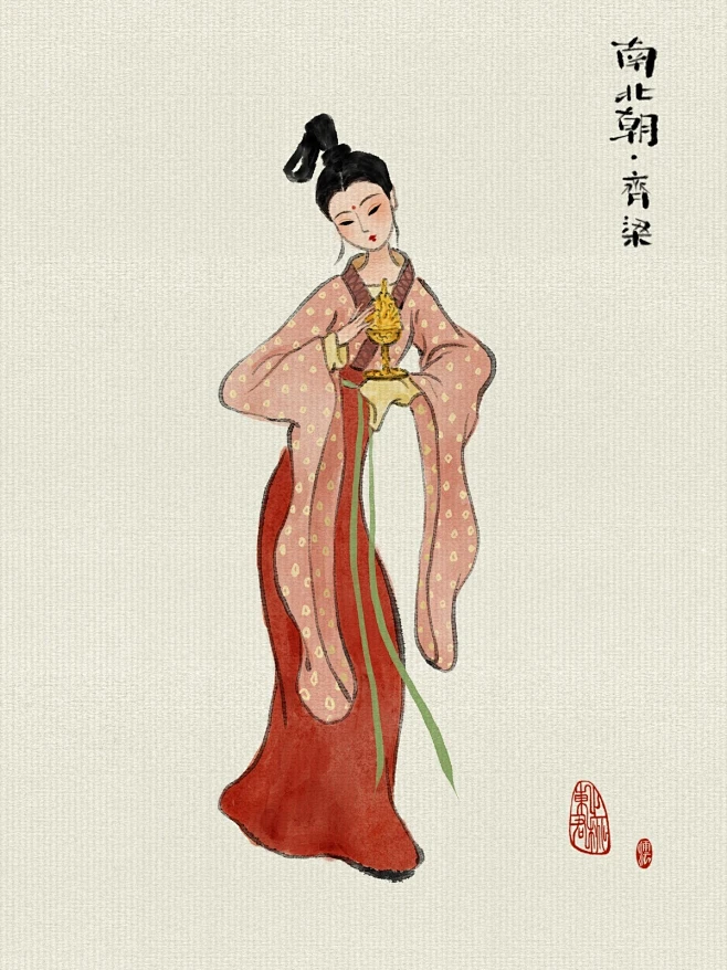 国画人物 装束复原 汉民族历朝代服饰 （魏晋南北朝-唐）古风插图_东君之桃__插画师作品_涂鸦王国gracg.com-花瓣网