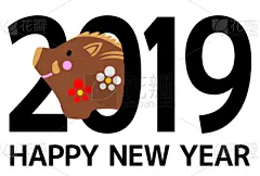 日本,2019,公猪,新年卡,传统,贺卡,新年前夕,十二生肖,动物,背景