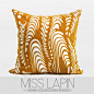 MISS LAPIN/北欧极简/样板房/沙发床头/黄色扭曲波纹绣花方枕