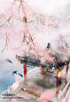 ·沫含采集到水彩古风采集