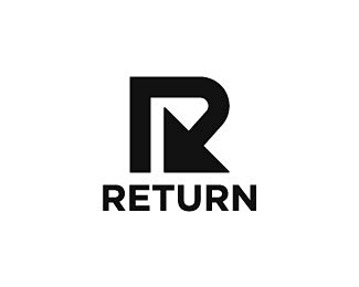 return标志箭头r字母返回回转黑白色商标设计图标图形标志logo国外