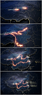 中国黄河长江水系区位展示辐射地图