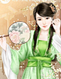 素手执扇面，清丽无双。#插画美人##古风#  #古装美人#