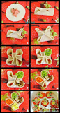 四喜蒸饺：中间包着肉，卷起的四角放入芹菜、胡萝卜、马蹄、香菇。。。貌似很好吃哦~！