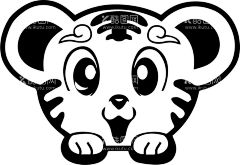 矢量黑白小老虎  - 源文件下载【酷图网】矢量,黑白,小老虎,素材,AI,