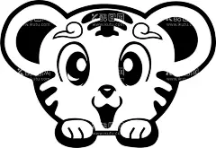 矢量黑白小老虎  - 源文件下载【酷图网】矢量,黑白,小老虎,素材,AI,