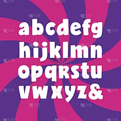 粗体的对比字母字母表。简单的卡通字体
