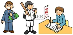 男孩,生活方式,绘画插图,人,高中生正版插画素材