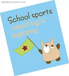school sports -meeting is beginning卡通动物AI矢量文件AI矢量文件|IS|school|SPORTS|动物|卡通|卡通人物|卡通人物图片|漫画人物|旗帜|人物素材|人物图片|矢量人物|图标|五角星|英文