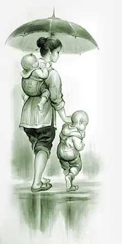 水彩复古人物母亲节手绘免抠素材 平面电商 创意素材 png素材