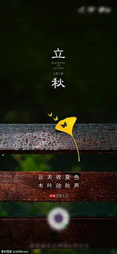 源文件下载 叶子创意植物 立秋海报 立秋 落叶