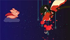 手绘-飞天猪和漂亮妹妹的凄惨爱情故事