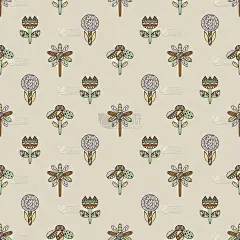 矢量无缝手绘图案，装饰风格化童花涂鸦风格，图形插画，装饰可爱的手绘棕色系列涂鸦，卡通，素描插图