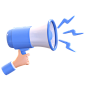 Hand holding megaphone 3D Illustration