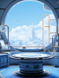 there is a white, round, spinning counter that is over a blue table, in the style of sci-fi environments, detailed skies, windows vista, zbrush, playful cartoon illustrations, industrial machinery aesthetics, travel