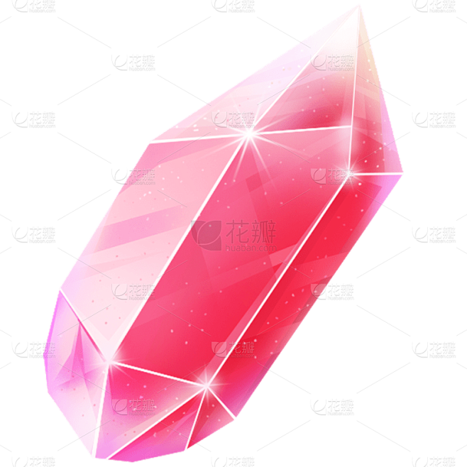 手绘粉色钻石宝石元素