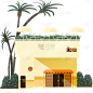 手绘-citypop海边小店贴纸-咖啡