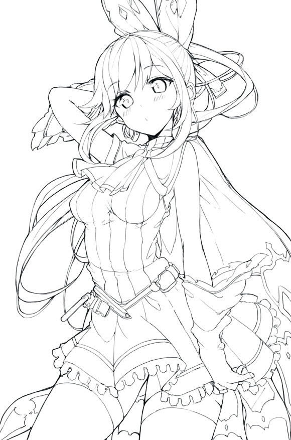 超甜美日漫美少女线稿临摹素材