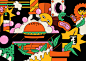 汉堡咖啡果蔬饮料快餐包装设计合集|插画手绘-古田路9号-品牌创意/版权保护平台