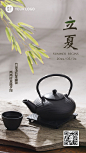 立夏节气祝福实景茶艺手机海报