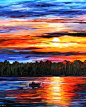 Leonid Afremov的调色刀油画《夕阳》