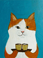Pepe Shimada,黄白猫,插画 #萌#