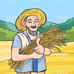  农民   - 源文件下载【酷图网】手绘,卡通农民,丰收,喜悦,场景,元素,