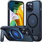 Amazon.com: TORRAS 升级磁性和支架专为 iPhone 15 设计,适用于 MagSafe,12 英尺军用级防震手机壳 6.1 英寸 2023 内置隐形支架,支架系列,哑光黑色 : 手机和配件