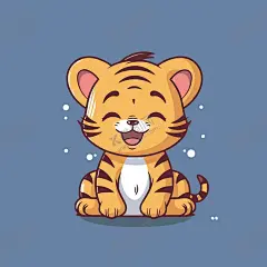 可爱小老虎矢量卡通画儿童插画 【酷图网】可爱,小老虎,插画,儿童插画,矢量,儿童画,北欧风,简笔画