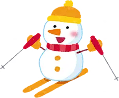 微笑的雪人滑雪素材2手绘png儿童插画免扣素材
