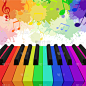 彩虹,英文字母W,音符,钢琴键,分离着色,白色,音乐,图像,矢量,舞蹈