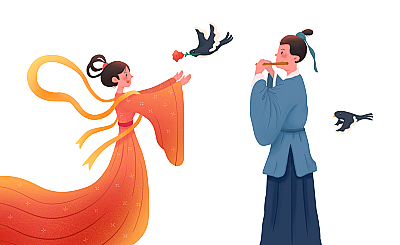七夕情人节牛郎织女爱情图片设计素材