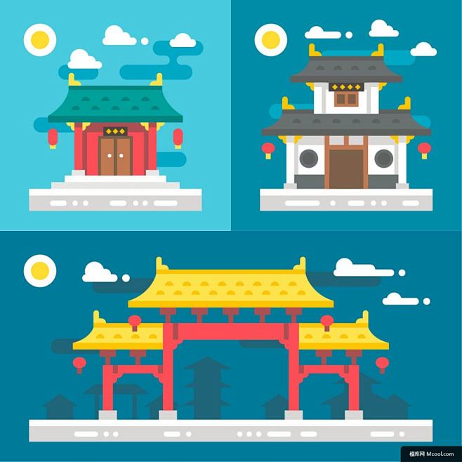 建筑矢量素材 矢量建筑素材 中式建筑素材