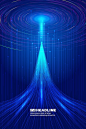 发射线和宇宙涡旋形成互联网技术的矢量背景