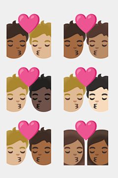 爱心男女手绘亲吻表情包免抠素材
