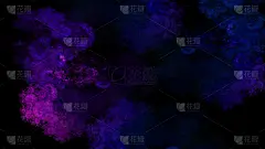 抽象空间插图的蓝色和粉红色的云和分形星星在黑色背景。用于设计和创意，用于屏保。