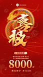 春节蛇年金融开门红销售业绩表彰喜报贺报手机海报