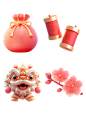 除夕&春节卡通3D春节装饰元素