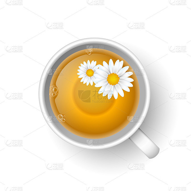 逼真的3d杯热芳香健康的草药甘菊茶。一个...