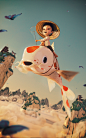 butterfly Character koi carp children illustration 3D fantasy Story telling