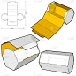 六角自组装包装和模切模式。易于组装，不需要胶水。eps文件具有完整的规模和功能。为真正的纸板制作准备