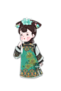 中国风清朝宫女插画元素图片素材