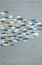 Coastal Living Hand-Tufted Rug / Schooled - Pastel Blue: Beach Decor, Coastal Home Decor, Nautical Decor, Tropical Island Decor & Beach Cottage Furnishings: 