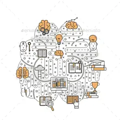 矢量线艺术人类大脑海报横幅——业务概念Vector Thin Line Art Human Brain Poster Banner - Concepts Business大脑,集思广益、头脑风暴、业务、概念、企业、有创造力,创造力,设计、开发、教育、平坦,人类大脑,想法,说明,信息,创新工作,知识、在线图书馆,研究,科学,技术,解决方案,成,技术,思维,训练,矢量,工作 brain, brainstorm, brainstorming, business, concept, corporate, crea