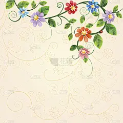 花卉插图与五颜六色的花。