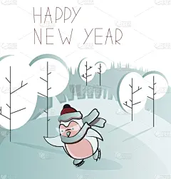 可爱的,非凡的,贺卡,动画片,节日,野生动物,羊毛帽,模板,问候,站