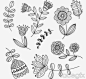 9 hand-painted flowers and foliage vector