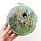 艺术家Sarah K. Benning 的精致刺绣作品 ，创作描绘了想象中柔软迷人的那些植物和花卉。 ​​​​