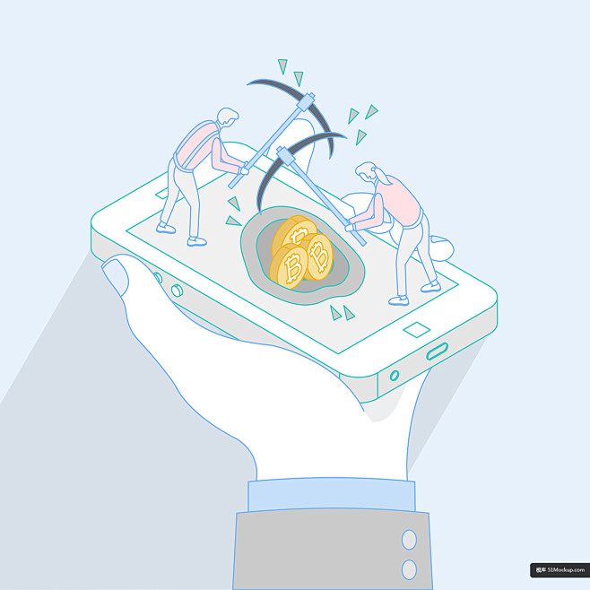 2.5D等距 挖掘终端金融 手机理财 扁...