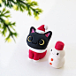 Cat figurine of Ceramics "The Santa Claus of black cat"　クリスマス　工房しろ : Please let me know if you would like to receive the parcel fast. In that case, I can ship to you it by EMS express mail. I will reply you after I prepare your private page of i